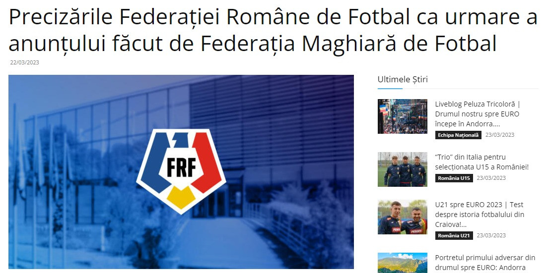 Румунська федерацію футболу спростувала заяву угорців